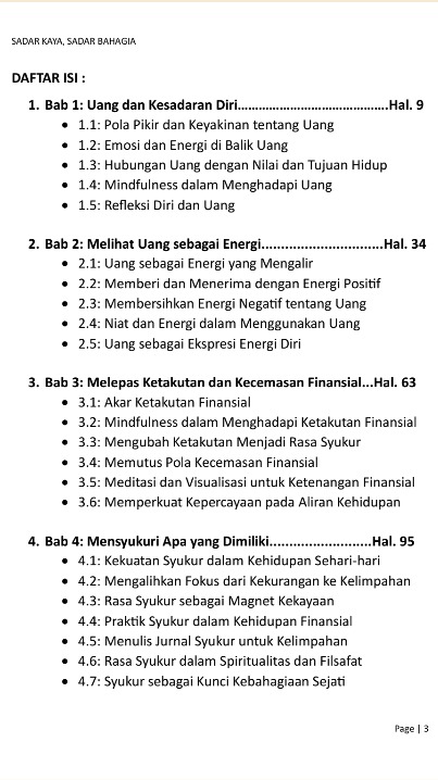 SADAR KAYA, SADAR BAHAGIA