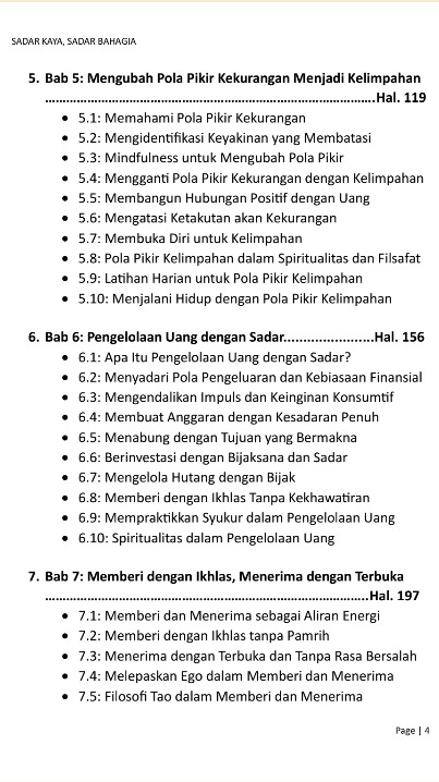 SADAR KAYA, SADAR BAHAGIA