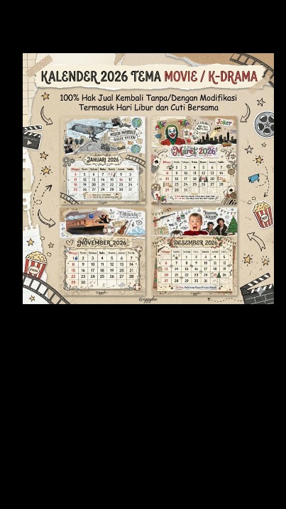 Kalender 2026 Custom Modifikasi, Tambah Foto, Hak Jual Penuh