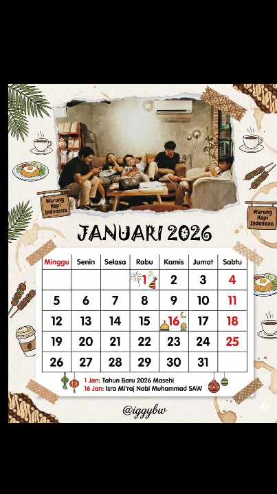 Kalender 2026 Custom Modifikasi, Tambah Foto, Hak Jual Penuh